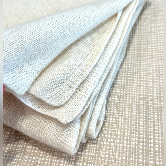 100% Cashmere Long Scarf Cream Color Soft Cozy Cashmere Ecru Cream Scarf - Picture 4 of 11